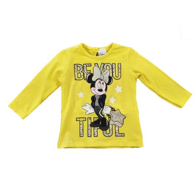 Maglia bimba a maniche lunghe con pietre argento e stampa Disney Minnie - 007671 - MAELIE