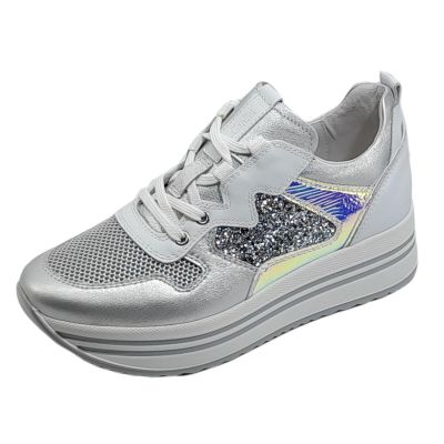 NeroGiardini E115192D Sneakers donna fondo alto con glitter e boreale