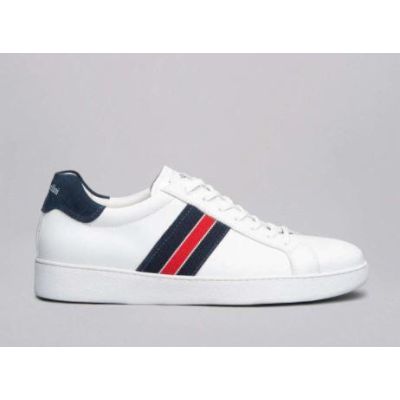 NeroGiardini E102011U Sneakers uomo bianca con rifiniture blu e rosso