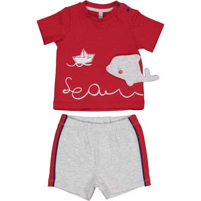 Birba 999 29016 00 Completo neonato rosso balena con pantaloncino in jersey