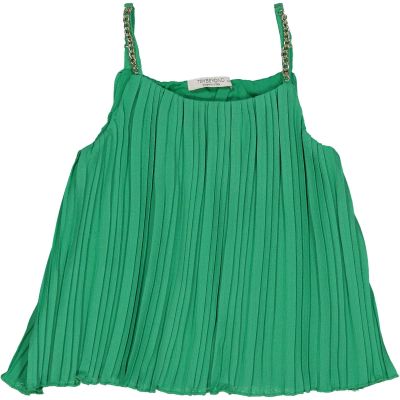 Trybeyond 999 20481 00 Maglia plissetata verde con spallina catenella