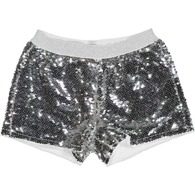 TRYBEYOND 999 21474 00 Short in paillettes argento con elastico argento