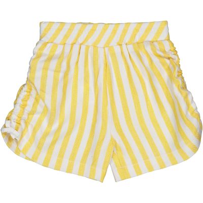 BIRBA 999 21012 00 Short rigatino giallo in misto lino arricciato