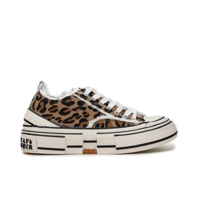 Cafènoir DM9040 Sneakers in canvas sfrangiato animalier con strass