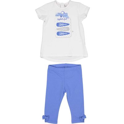 Birba 999 29036 00 Completo baby jersey bianco mollette azzurre