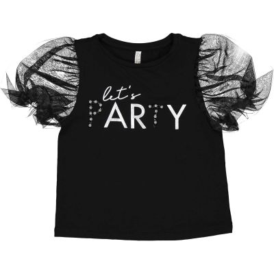 Trybeyond 999 24453 00 T-shirt nera con strass e tulle