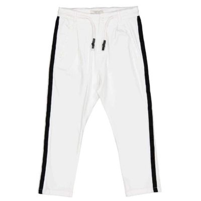 Trybeyond 999 22499 00 Pantalone baggy bianco con banda nera laterale