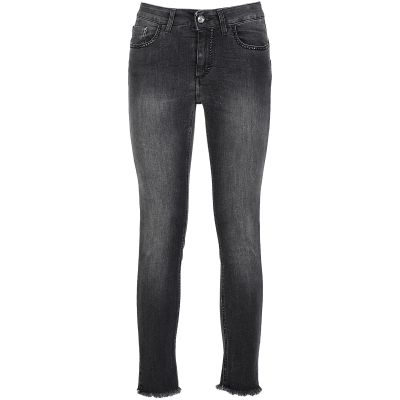 Cafènoir JJ0021 Jeans donna denim skinny con borchie nero 