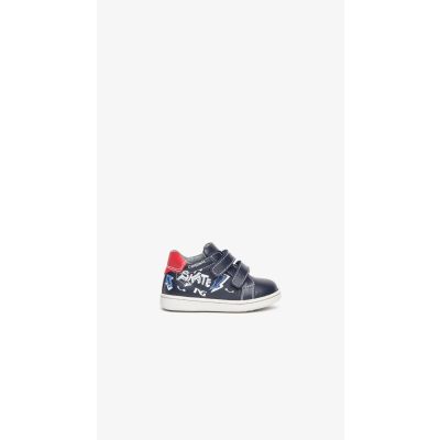 Nerogiardini I124603M Sneakers bambino blu con due strappi e scritte bianche