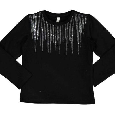 Trybeyond 999 34442 00 Maglia bambina nera con paillettes argento