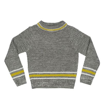 TRYBEYOND 999 36794 00 Maglioncino tricot grigio con rifiniture senape