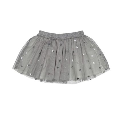 Birba 999 35004 00 Gonna grigia con cuori argento e tulle grigio