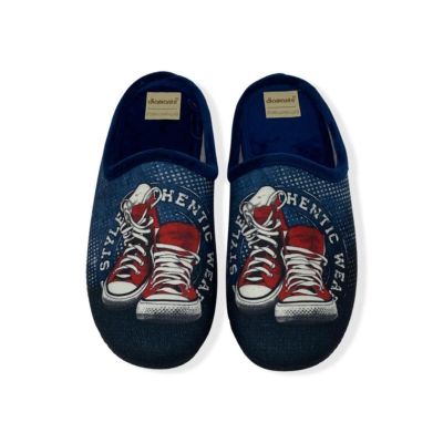 DIAMANTE ALLC9639 Pantofola uomo blu morbida con scarpe serigrafate