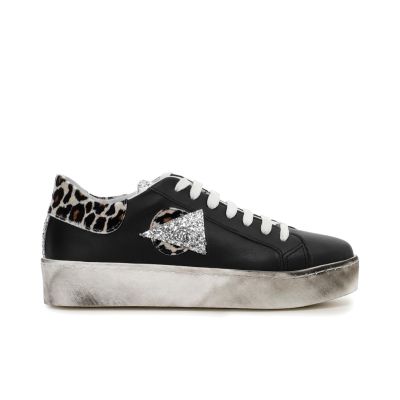 Cafènoir XB1001 Sneakers in pelle con dettagli animalier e glitter