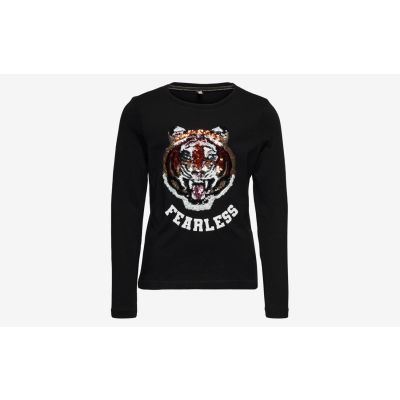 Only 15242267 Maglia manica lunga con tigre di paillettes