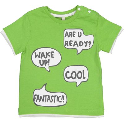 Birba 999 44082 00 T-shirt bambino neonato verde con fumetti e scritte