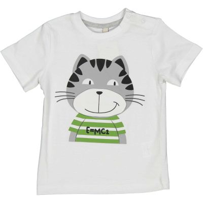 BIRBA 999 44084 00 T-shirt bambino neonato bianca con gattino