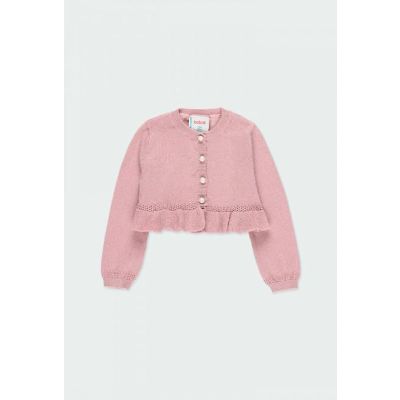 Boboli 704056 Giacca modello chanellino corto a maglia per bambina color rosa