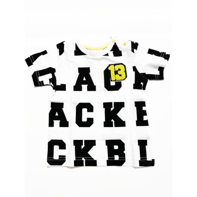 BIRBA 999 44043 00 t-shirt bianca con grandi scritte nere geometriche, neonato