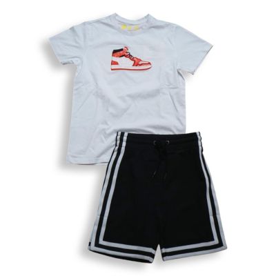 #2.0 Milano C102 Completo ragazzo t-shirt scarpa ricamata e short basket cotone 