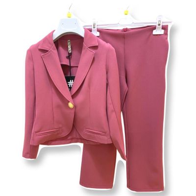 #2.0 Milano C124 completo giacca e pantalone morbido bambina fuxia