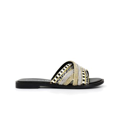 Cafènoir GD991 Ciabattine con fascia incrociata di strass