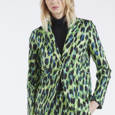 Cafènoir JH0025 Giacca donna monopetto stampata animalier  