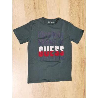 GUESS L84I27 K2X80 Maglia verde manica corta con scritta in rilievo