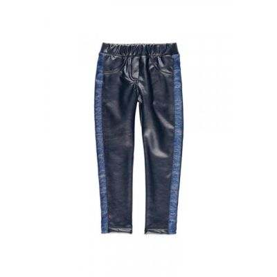 Boboli 455149 Pantaloni per ragazza ecopelle blu con banda