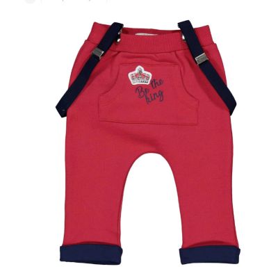 BIRBA 999 76504 00 Pantalone tessuto neonato rosso con bretelle