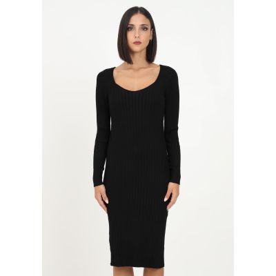 Only 15272597 Abito midi da donna nero con lavorazione a costine