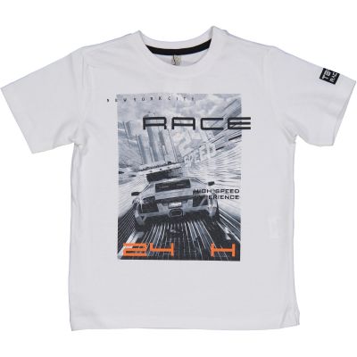 Trybeyond 64498 Tshirt bianca con stampa race macchine