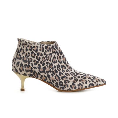 Cafènoir EF6017 Tronchetto donna in pelle scamosciata stampa leopardo