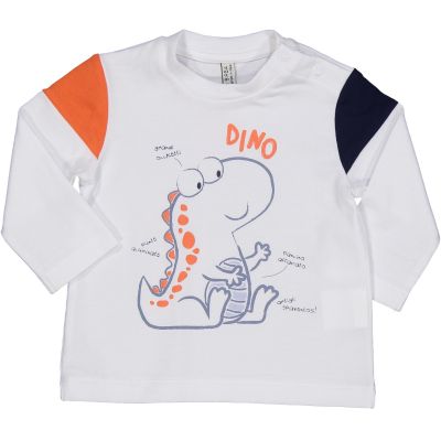 Birba 64018 T-shirt dinosauro grigio e arancio manica lunga