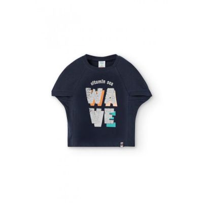 Boboli 446116 Maglia WaVe bambina blu paillettes 