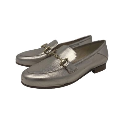 Monteverdi 50 Mocassino donna pelle laminata platino con accessorio oro