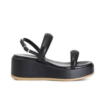 Cafènoir HB9010 Sandali con zeppa e doppia fascia con strass