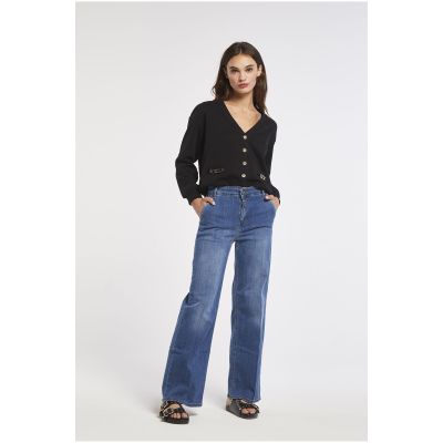 Cafènoir JJ0079 Pantalone Jeans gina modello palazzo con tasche