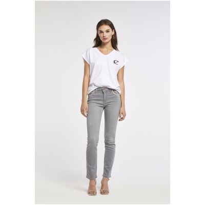 Cafènoir JJ0098 Pantalone Jeans audrey slim in tela superstretch con strass