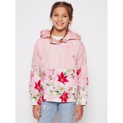 Guess J1RL02 Giacca leggera rosa cappuccio e fiori