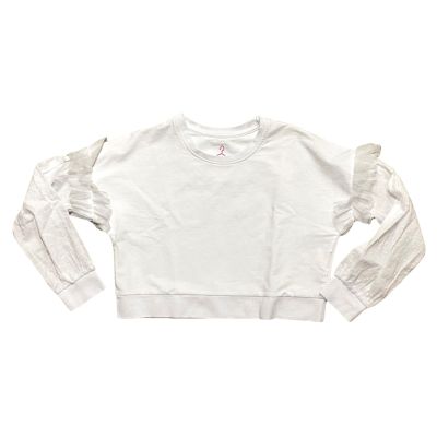 #2.0 Milano F06 Maglia felpa crop con tulle sulle maniche 