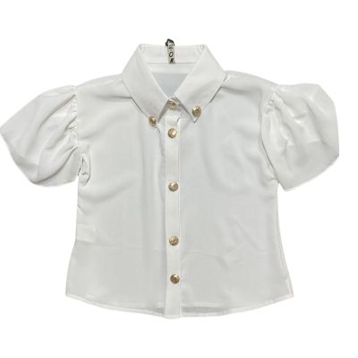 #2.0 Milano C126 Camicia bambina con bottone oro lavorato