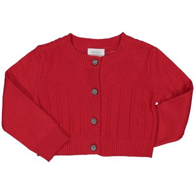 Birba 76636 Cardigan bambina tricot rosso con bottoni gioiello