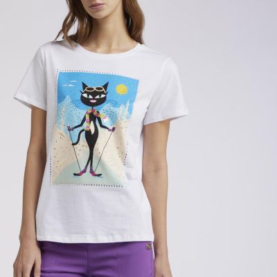 Cafènoir JT0141 T-shirt manica corta stampa cat noir 