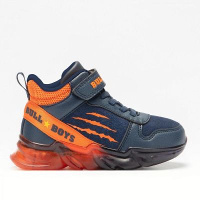 Bull Boys AL3395 Sneakers modello mid bambino graffio con luci Blu Arancio