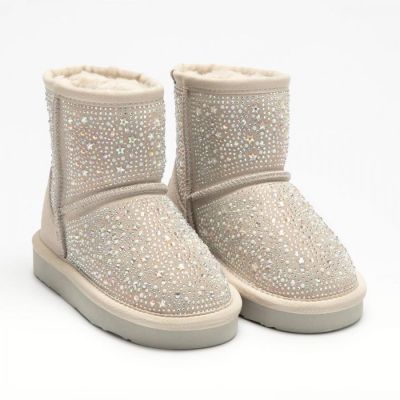 LelliKelly HK3770 Olivia stivaletto pelo con strass grigio chiaro