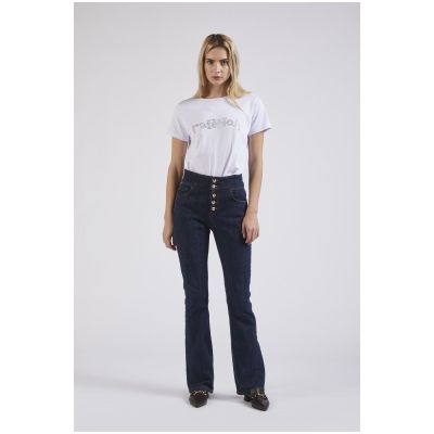 Cafènoir JJ0125 Pantalone Jeans flare con bottoni a vista a vita alta