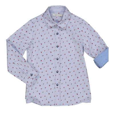 TRYBEYOND 999 80488 00 Camicia azzurra con vele rosse manica lunga 