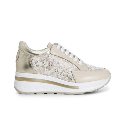 Cafènoir DN1037 Sneakers in pelle e pizzo