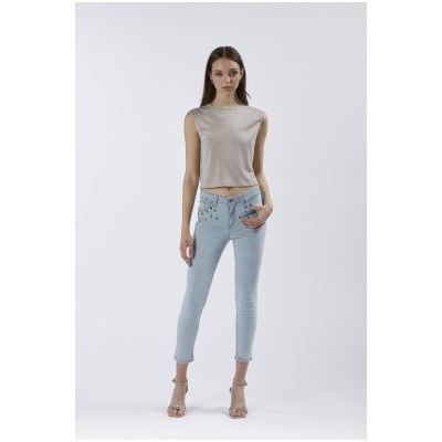 Jeans Cafènoir denim skinny con strass multicolor JJ0137